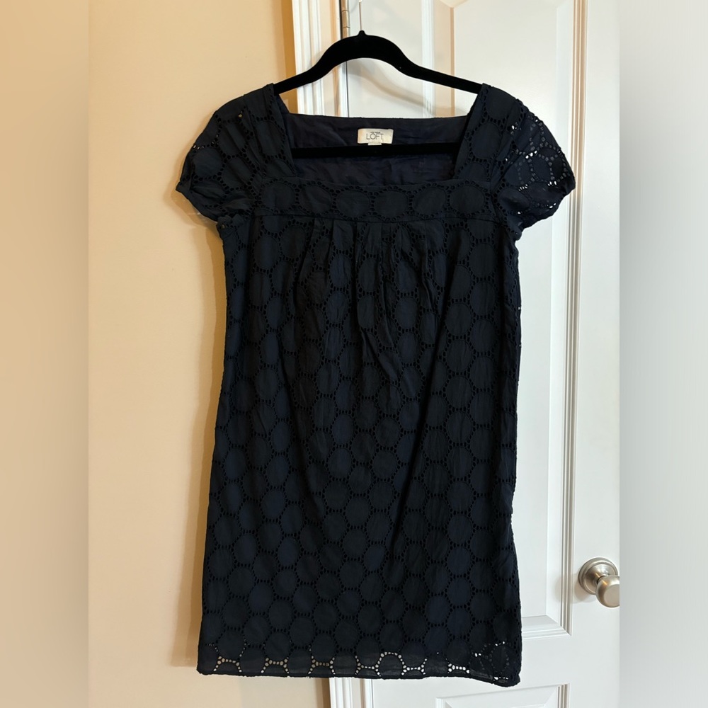 Navy Blue Cotton Eyelet Loft Dress size 4